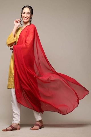 red-solid-polyester-dupatta