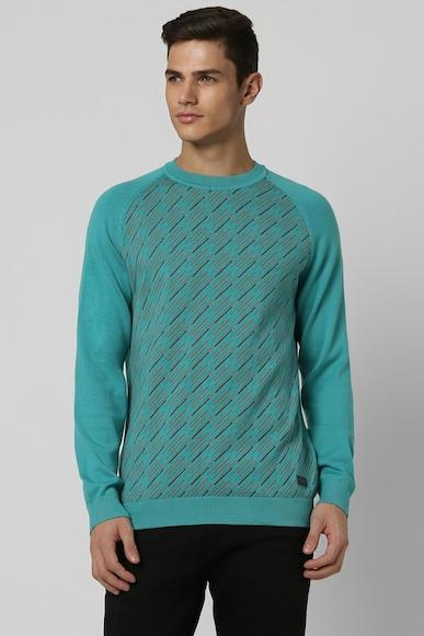 men-green-print-crew-neck-sweater