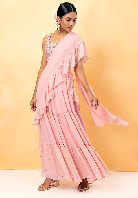 pink-foil-skirt-with-attached-ruffled-dupatta