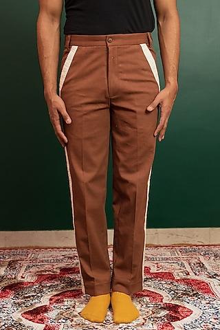 Brown Cotton Lycra Trousers