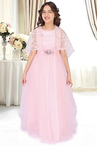 Pink Embellished Ball Gown For Girls