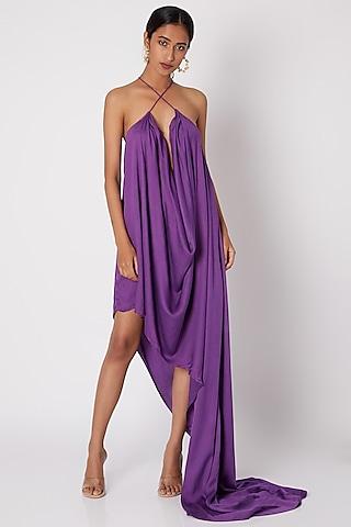 Purple Criss Cross Cowl Gown