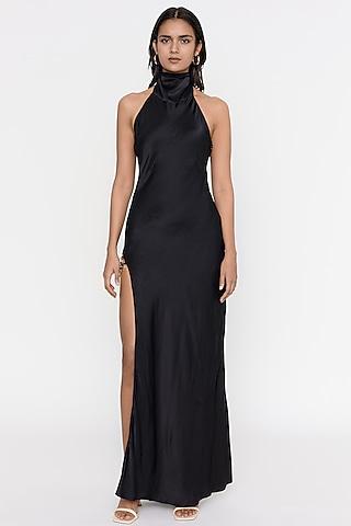 black-satin-gown