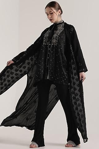 black-pure-silk-georgette-chikankari-embroidered-top
