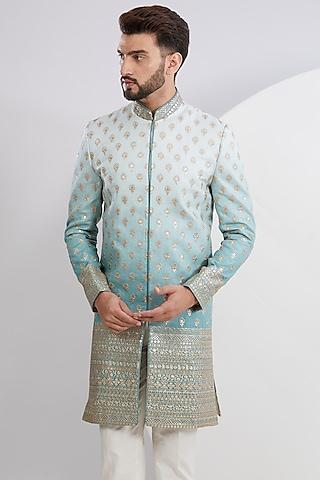 Blue Ombre Embroidered Sherwani