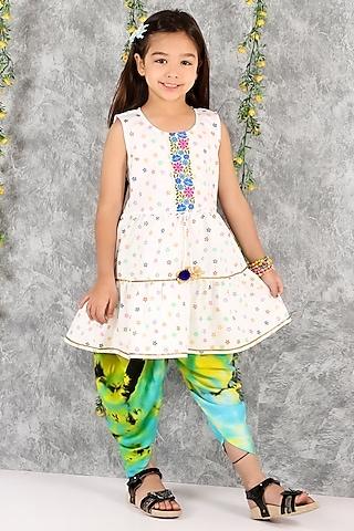 Multi-Colored Cotton Dhoti Set For Girls