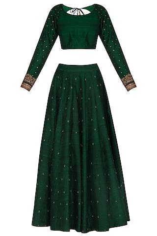 dark-green-embroidered-lehenga-set