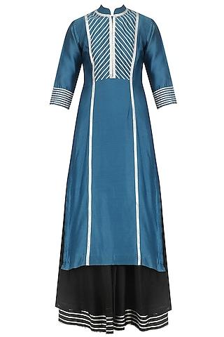 blue-gota-patti-work-tunic-and-black-skirt-set