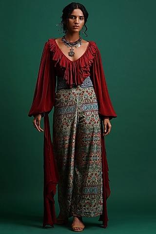 maroon-embroidered-ruffled-blouse
