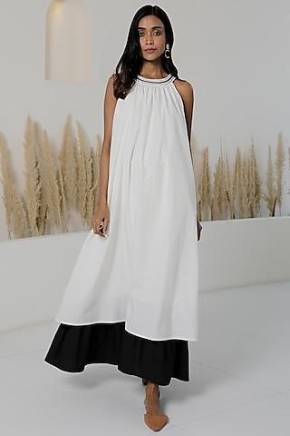 ivory-&-black-cotton-poplin-layered-maxi-dress