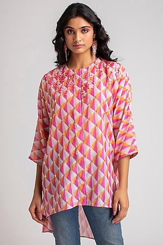 Pink & Orange Printed Tunic With Inner