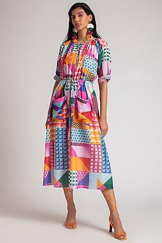 Multi Colored Printed Shirt Dress