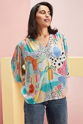 Multi-Colored Printed & Hand Embellished Top