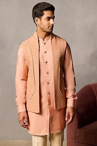 peach-silk-blend-embroidered-bundi-jacket