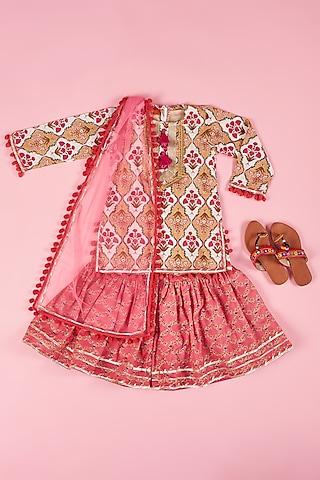 Pink Cotton Sharara Set For Girls