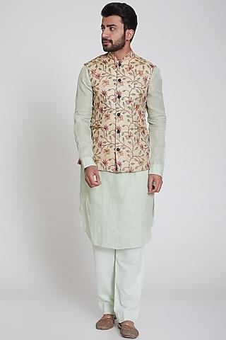 peach-embroidered-nehru-jacket