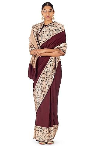 maroon-silk-brocade-zari-border-handwoven-saree