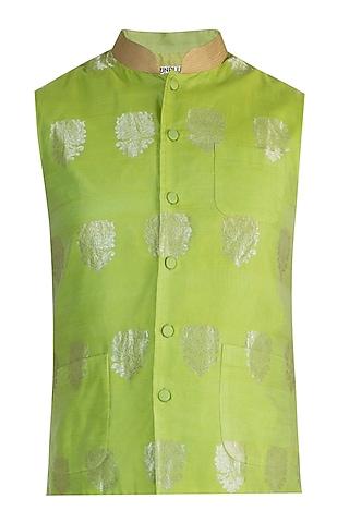 Lime Green Embellished Bundi Jacket