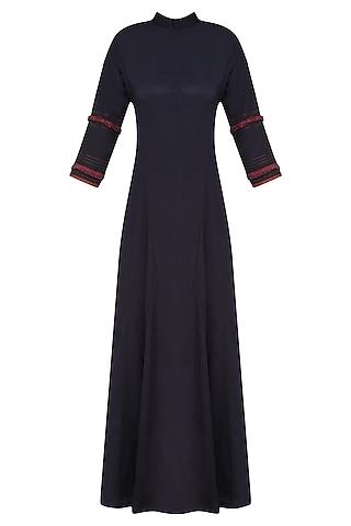 Navy Blue Round Motif and Edge Detail Long Tunic