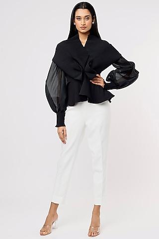 black-pleated-fabric-top