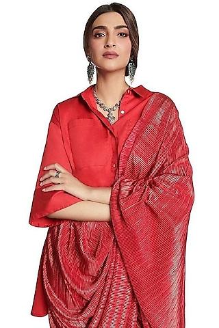 red-pre-draped-metallic-saree-with-sk-cape