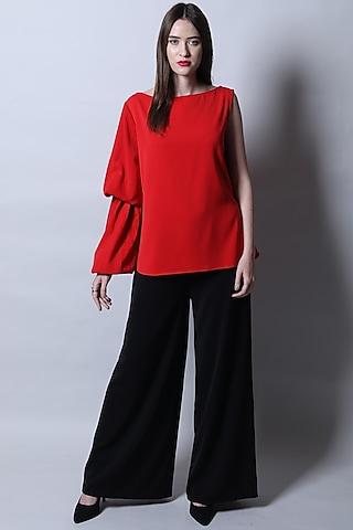 Red Heavy Crepe Top