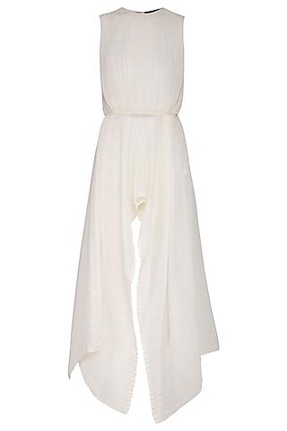 ivory-pleated-asymmetrical-top