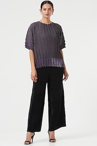 grey-pleated-polyester-top