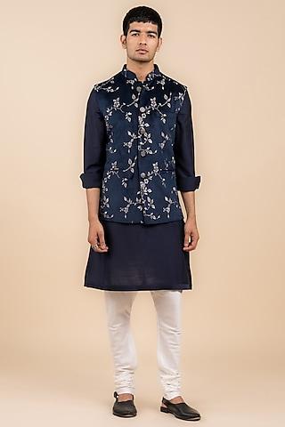 navy-blue-velvet-embroidered-bundi-jacket