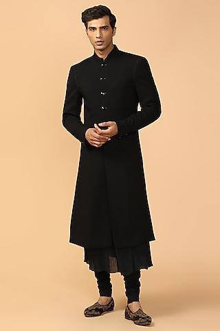 Black Sherwani With Kerchief