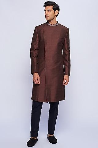 brown-silk-embroidered-sherwani