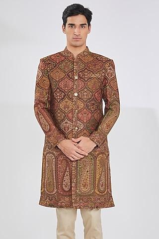 maroon-polyester-yarn-sherwani