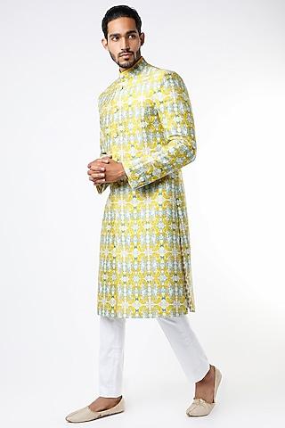 yellow-printed-sherwani