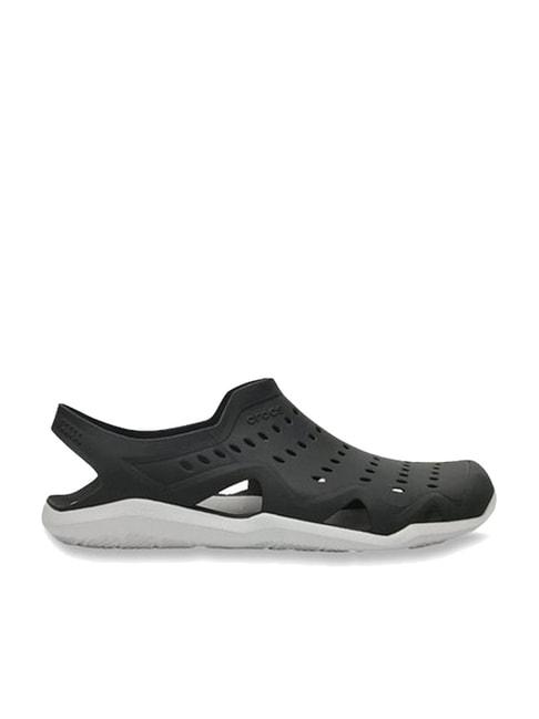 Crocs Men's Black & Pearl White Sling Back Sandals