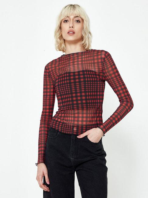 Cover Story Red & Black Check Top