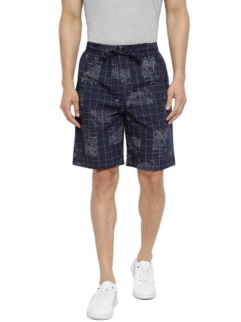 Van Heusen Athleisure Regular Fit Soft Suede Touch Functional Pocket Allover Print Lounge Shorts