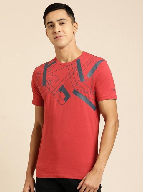 Being Human Regular Fit Mens Crew Neck T-Shirts -Dk.Red
