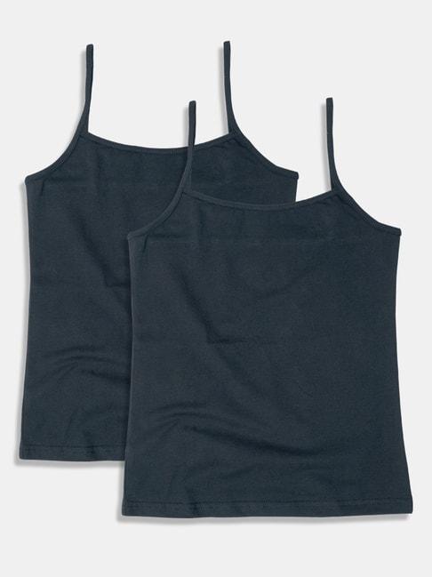 Sillysally Kids Black Regular Fit Camisole (Pack of 2)