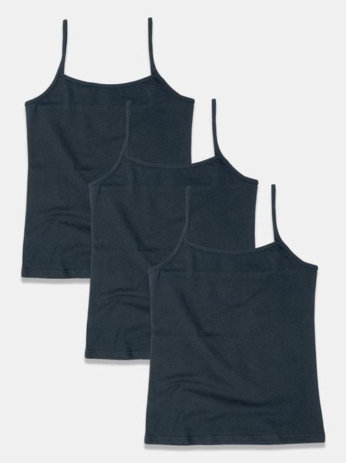 Sillysally Kids Black Regular Fit Camisole (Pack of 3)