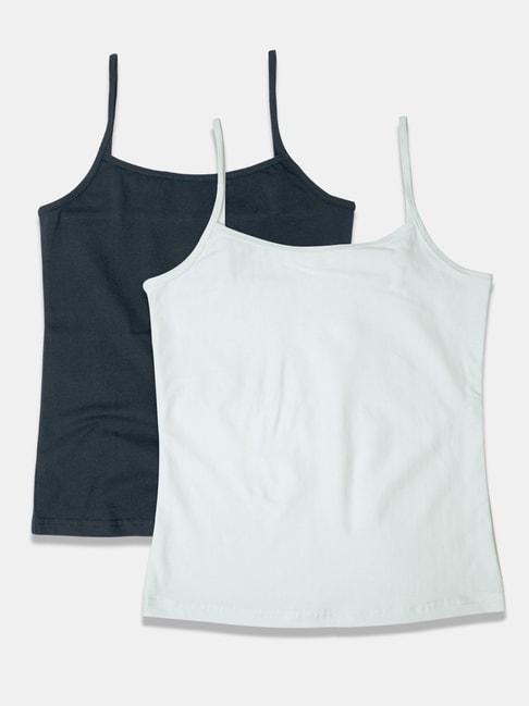 Sillysally Kids White & Black Regular Fit Camisole (Pack of 2)