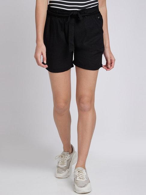spykar-black-mid-rise-shorts