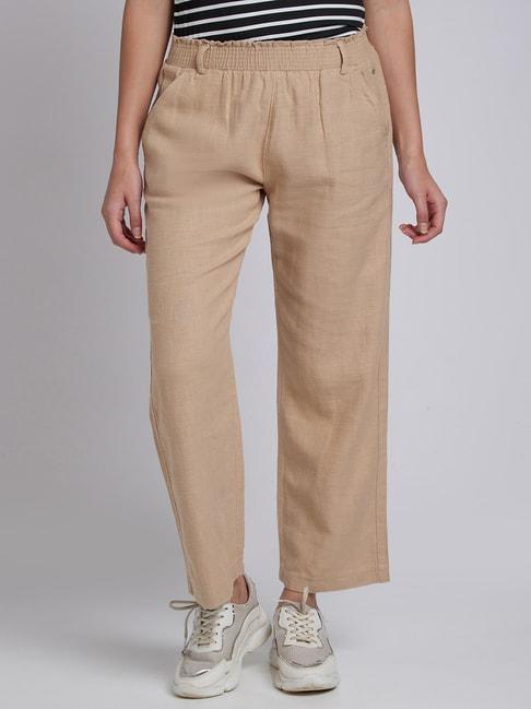 spykar-beige-mid-rise-pants