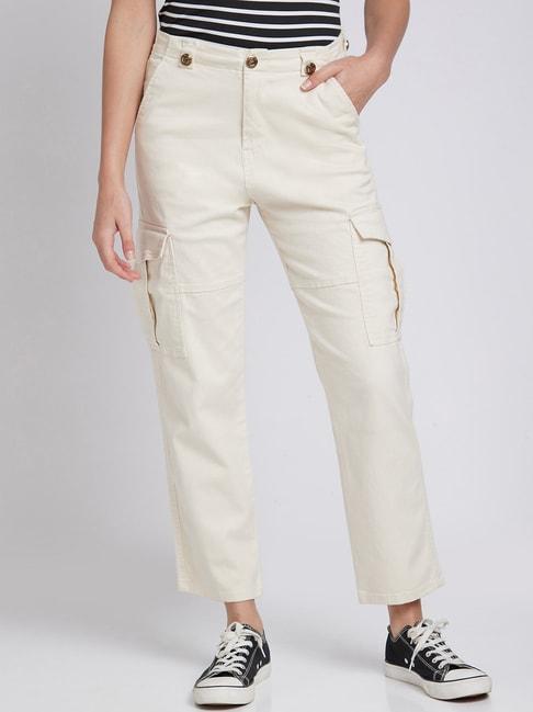 spykar-white-mid-rise-pants