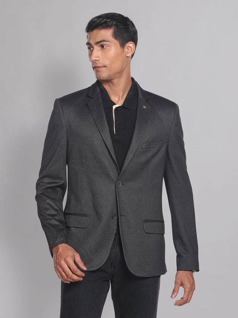 ad-by-arvind-charcoal-slim-fit-self-design-blazer