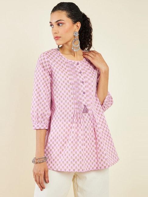soch-pink-cotton-printed-tunic