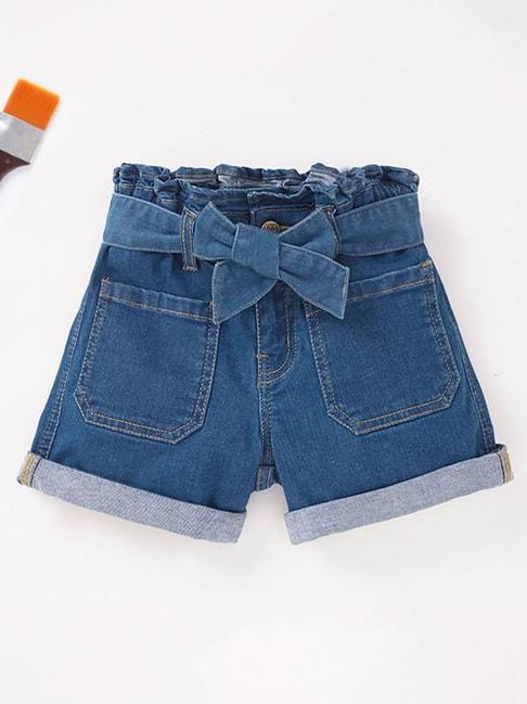 Ed-a-Mamma Kids Blue Solid Shorts