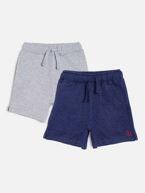 Campana Kids Navy & Grey Melange Solid Shorts (Pack Of 2)