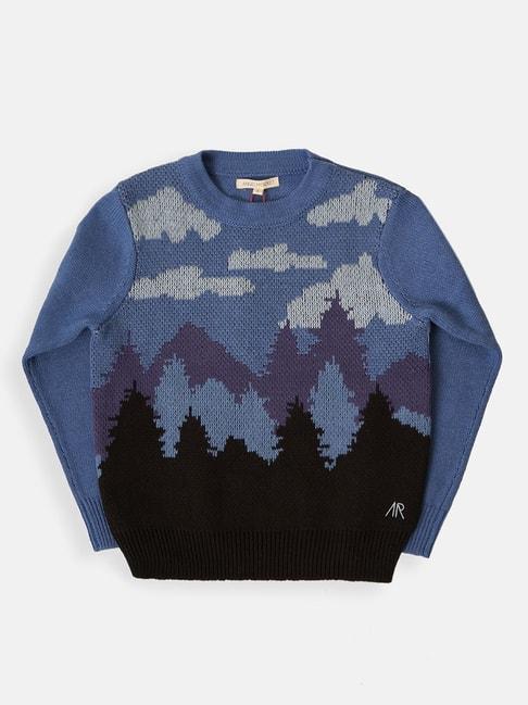 Angel & Rocket Kids Blue Printed Sweater