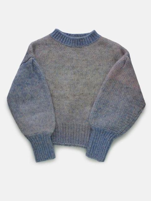 Angel & Rocket Kids Blue Self Design Full Sleeves Sweater