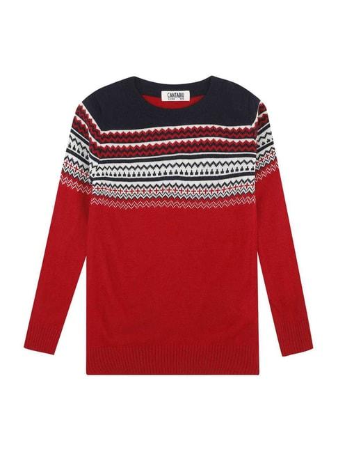 cantabil-kids-red-&-navy-printed-full-sleeves-sweater